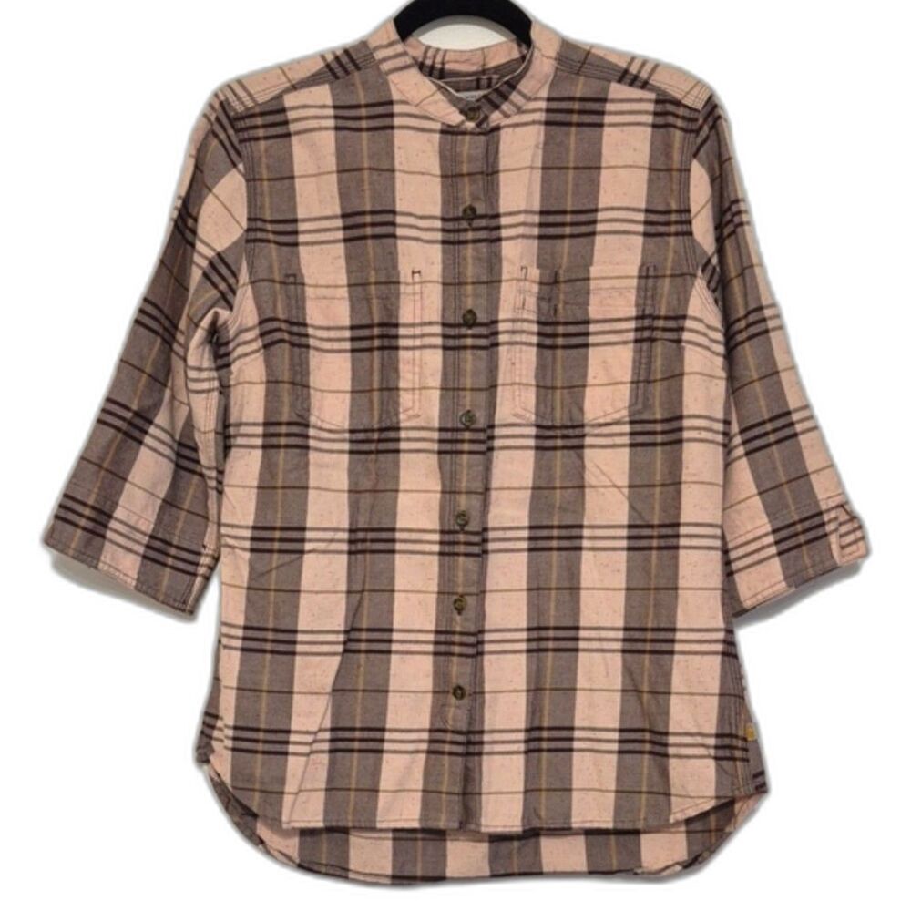Carhartt Plaid Button Down Shirt M Speckled Cotton Workwear Utility Casual Fall